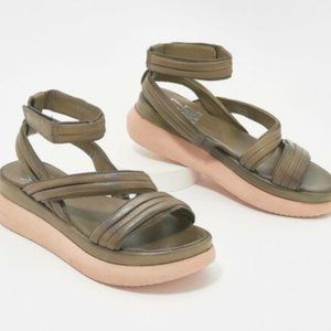 Miz Mooz Leather Asymmetrical Strap Sandal Punk Sage US 8.5-9  EU 39